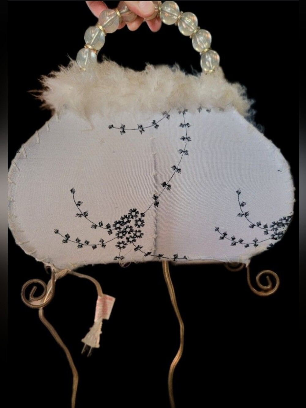 Vintage Feather Handbag Lamp